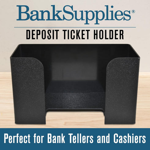 BankSupplies Deposit Ticket Holder - 10W x 4D x 6H Black Textured Molded Plastic Desk Organizer for Deposit Slips