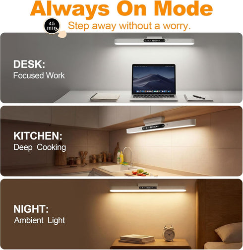 4000mAh 6W 3-Color Dimmable Closet Rechargeable Under Cabinet Lighting with Remote, Wireless Magnetic Light Bar