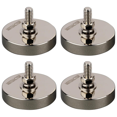 MUTUACTOR 4PCS Super Power Neodymium Round Magnet Base with 1/4''-20 Male Threaded