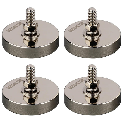 MUTUACTOR 4PCS Super Power Neodymium Round Magnet Base with 1/4''-20 Male Threaded
