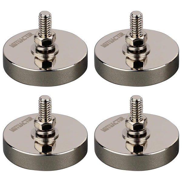 MUTUACTOR 4PCS Super Power Neodymium Round Magnet Base with 1/4''-20 Male Threaded