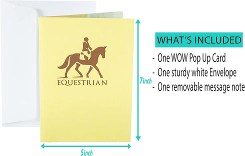 Horse Jumping Equestrian 3D Pop Up Greeting Card for All Occasions - Birthday, Love, Sports, Retirement