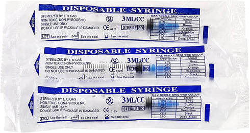 100Pack 3ml/cc with 23 G Safety Lab Supplies, Individually Wrapped