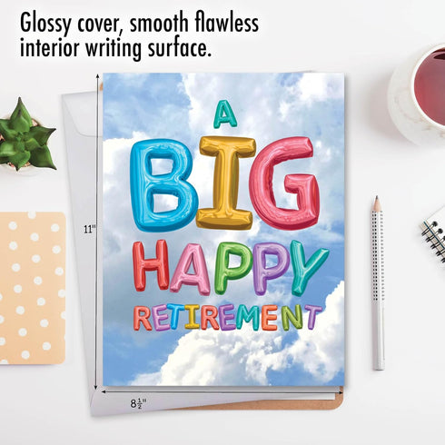 The Best Card Company Jumbo Retirement Card, 8.5 x 11 Inch Big Group Notecard for Retiree