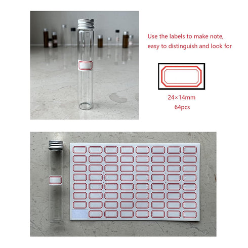30ml Glass Clear Test Tubes with Screw Caps and Plastic Stoppers, Leak-Proof Flat Test Tubes, 12PCS