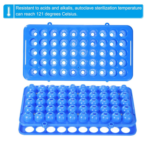 PATIKIL 50 Wells Tube Rack, 1 Pcs Vial Rack for Microcentrifuge Tubes, Blue