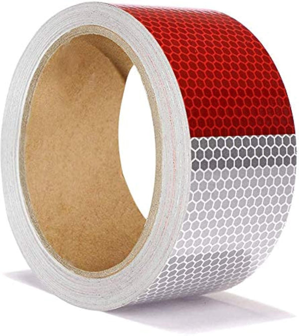 ONTWIE 30ft X 2" Reflective Safety Tape Honeycomb Red/White for Trailers - Reflector Caution Warning Sticker