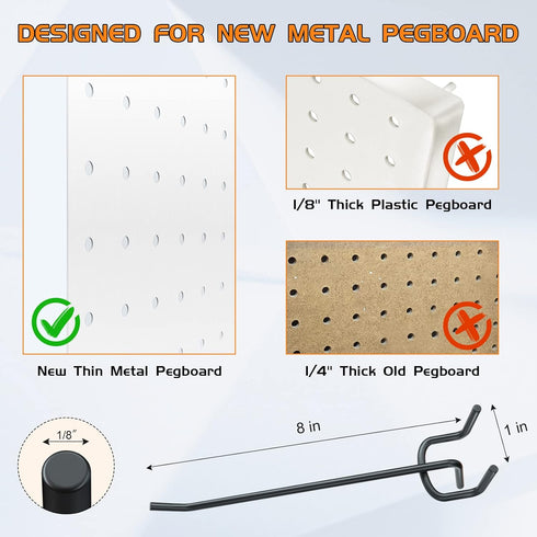 Pegboard Hooks for Hanging, 100 pcs, 8in no Cap