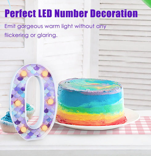 0 Mermaid Birthday Party Decoration LED Glowing Numbers Mermaid Number Light Up Number Light up Sign Digital Lights
