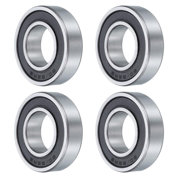 uxcell 4 Pcs 60/22-2RS Deep Groove Ball Bearing, 22mm x 44mm x 12mm High Carbon Chrome Steel Z3