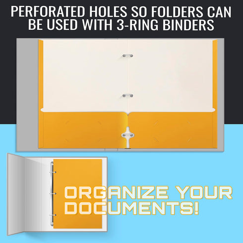 Better Office Products Two Pocket Portfolio Folders, 50-Pack, Dark Yellow, Letter Size Paper Folders