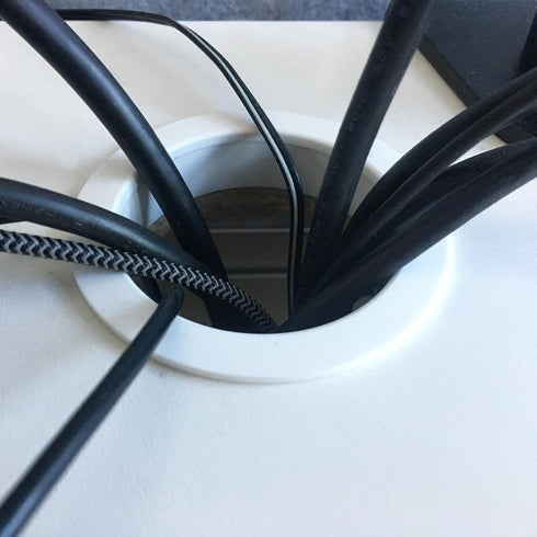 uxcell 10Pcs Plastic Desk Cable Hole Cover, 1-3/8" Grommets for Office PC Desk Cable Organizer (Black)