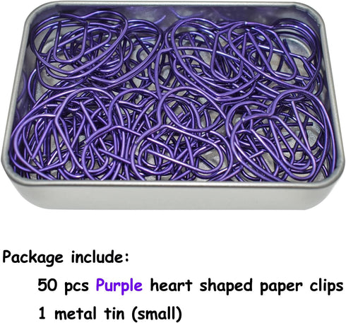 Cute Heart Paper Clips Purple Paperclips, Gift Idea (Purple, 50 Pack) by HiQin