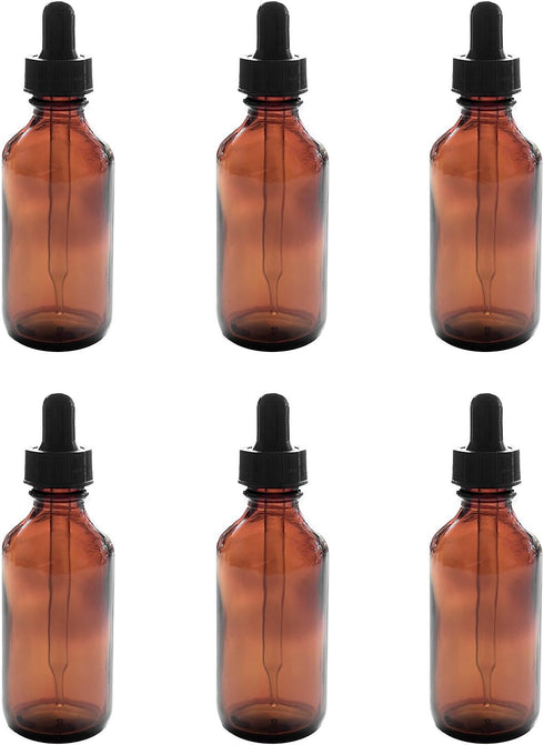 Super Z Outlet 2oz Amber Glass Bottles with Glass Eye Dropper for Essential Oils, Chemistry Lab