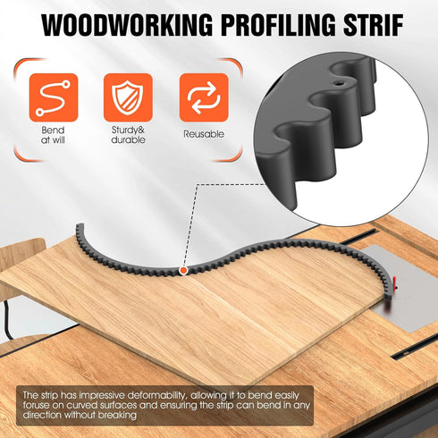 39" Trimming, Flexible Router Template for Woodworking, Plastic Profiling Strip & Edge Guide Kit for Precision Fits