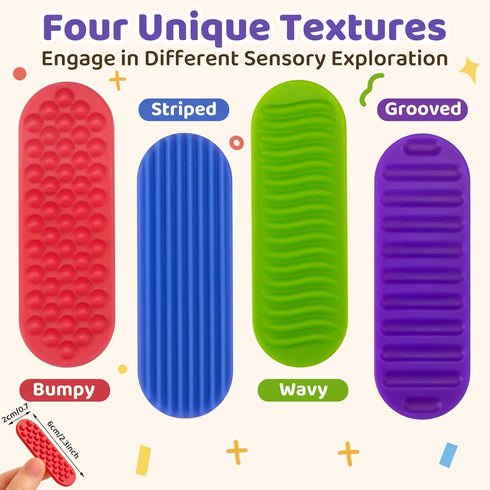 PuraEase 16PC Textured Sensory Stickers for Kids Silicone Adhesive Calm Strips for Anxiety Relief, Autism, ADHD Quiet