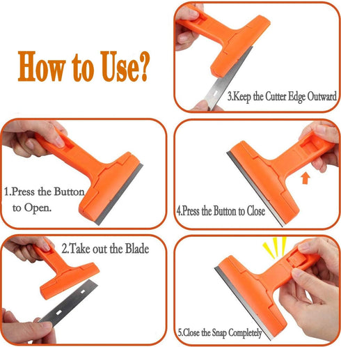 VIMI 20 4 inch-2 Razor Blade Scraper,Paint Scraper Glass Scraper Tool with Extra Replacement Metal Blades Window