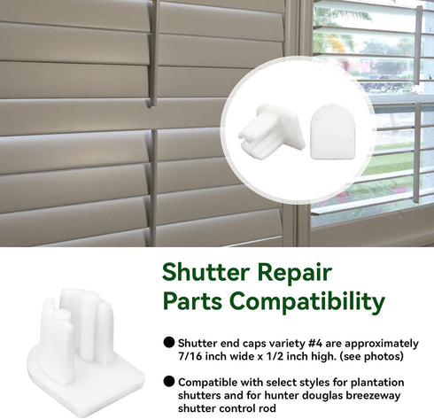 IFERLA 4, Vinyl Shutter Tilt Bar End Cap Variety Plantation Shutter Repair Kit Fit Plantation/Hunter Douglas/Breezeway