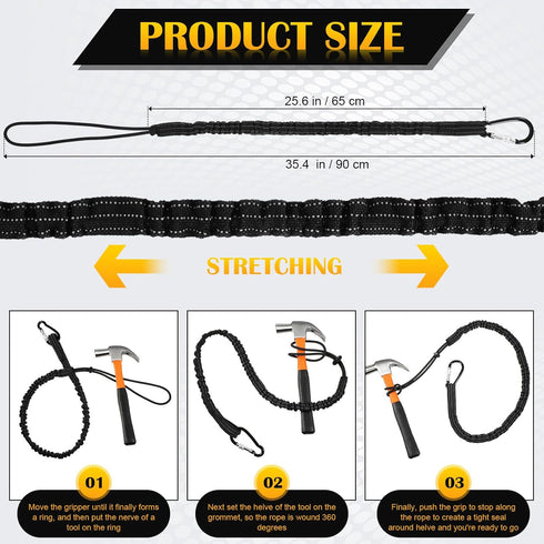 LEIFIDE 6 Pack Tool Lanyard Tool Tether with Single Metal Buckle and Adjustable Loop End, Weight Limit 8KG/ 17.6lb, with Aluminum Screw Lock by LEIFIDE