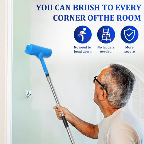 Woxnoc Kit,9FT 10 Inch Ceiling Paint Roller No Drip Extension Pole Included Ceiling Paint Roller with Shield