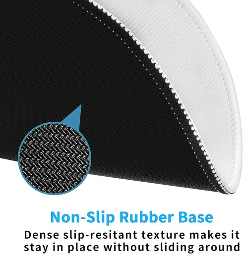 Dapesuom Round Mouse Pad, 8.7 x 8.7 Inch, Cute Small Mouse Mat, Washable Non-Slip Rubber Base, White