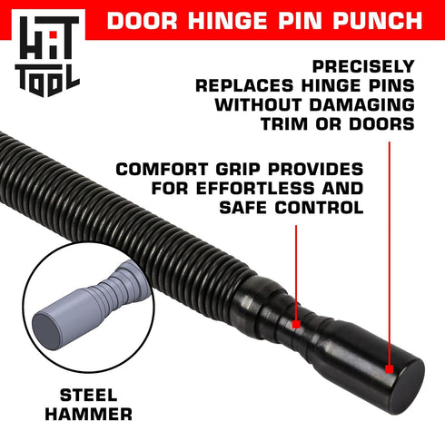 Door Hinge Pin Removal Tool Spring Driven Remover with Steel Faced Hammer Punch Set.