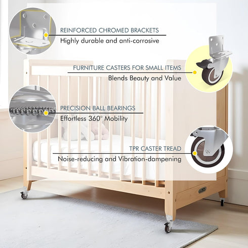 2 Inch 4-Pack 2 2 Side Mount Casters with Swivel & Brake, L-Shape Plate for Furniture, Cabinets, Coffee Tables, Plant