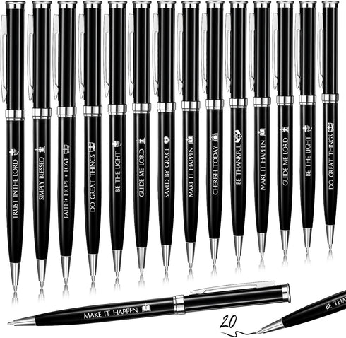 Fumete 20 Pcs Inspirational Religious Pens, Bible Verse Ballpoint Pens with Engraved Quotes for Church Gifts