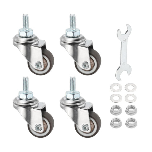 PATIKIL 1 Inch Mini Stem Casters, 4 Pack Low Profile TPR Threaded