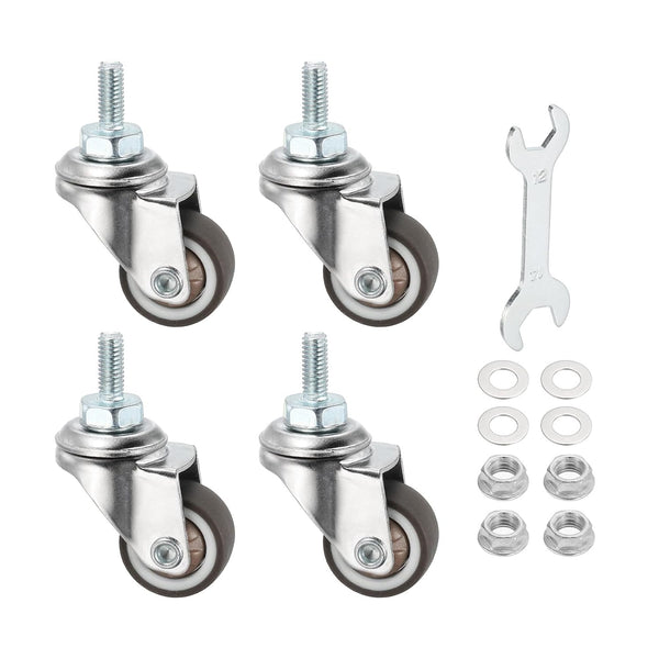 PATIKIL 1 Inch Mini Stem Casters, 4 Pack Low Profile TPR Threaded