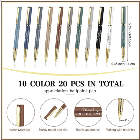 PerKoop 20 Sets Thank You Gifts, Inspirational Ballpoint Pens with Gift Boxes, Motivational Quote Pens