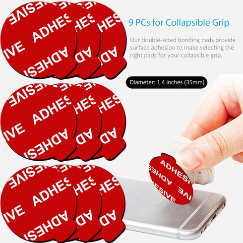 PKYAA 9 Pack Sticky Adhesive Compatible with Socket Base, Double-Sided Replacement Tape for Collapsible Grip & Stand