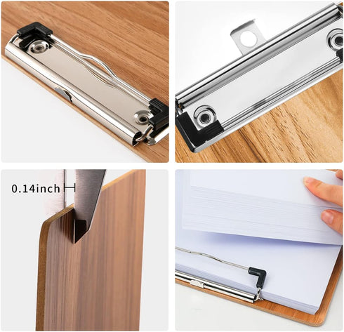 HUAJIE 10 Pack A5 Clipboard, Wood Clipboards Hardboard with Low Profile Clip for Office, School, Classroom Supplies