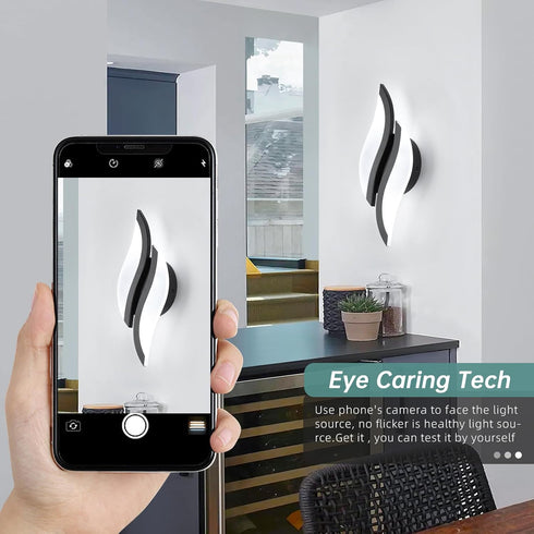 6000K 1 Pack, 6000K) CANEOE Modern LED Wall Sconce Black Indoor Wall Light Fixtures Acrylic Wall Sconce Lighting