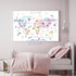 Vlejoy Pink Animal World Map Poster Print, 16x24in Canvas Wall Art for Girl's Bedroom & Classroom Decor