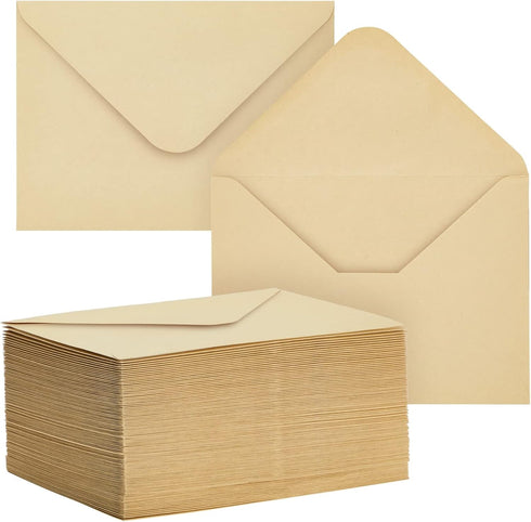 Juvale 100 Pack 4x6 Envelopes for Invitations, V-Flap Kraft Paper for Wedding RSVP, Birthday, Graduation (A6, Light