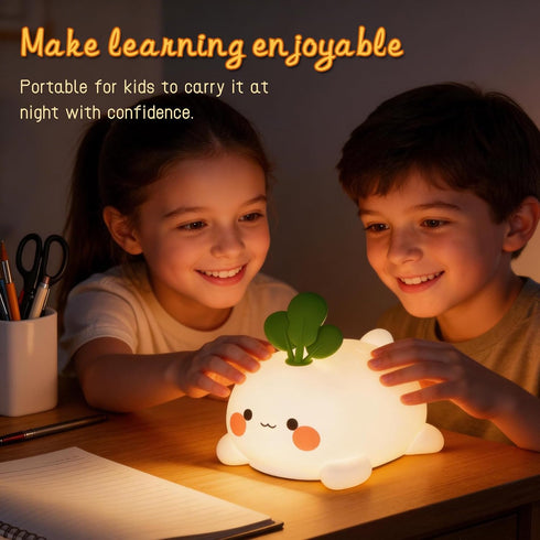 KERHAND Dimmable Carrot Silicone Night Light, Bluetooth Speaker & White Noise Machine, Touch Control Rechargeable Lamp