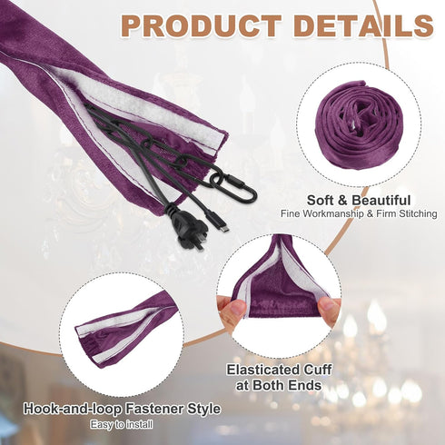 4.9ft 2 PATIKIL Chandelier Chain Cord Cover, Pcs Velvet Cloth Fabric Chain Sleeve Decorative Cord Covers for Chandelier