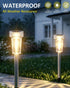12 Pack DERAYSION Solar Pathway Lights Outdoor, Auto Dusk-to-Dawn Landscape Garden Lighting, Waterproof Stainless Steel