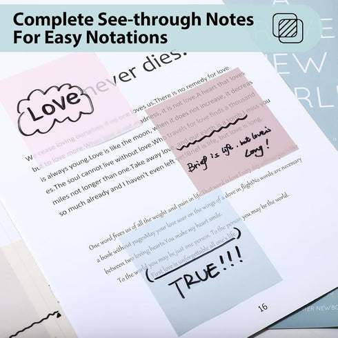 Transparent Sticky Notes, 3x3 inch, Pastel Color Clear Sticky Notes, Self-Adhesive for Annotation
