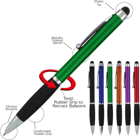 Stylus Pens - 2 in 1 Capacitive Touch Screen with Ballpoint Writing Pen, Sensitive Tip for iPad iPhone Samsung Galaxy &