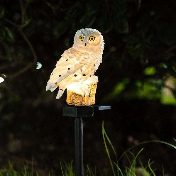 Garden Solar Light Outdoor Decor, Resin Owl Solar LED Light with Stake for Flower Fence Lawn Passage Decoration