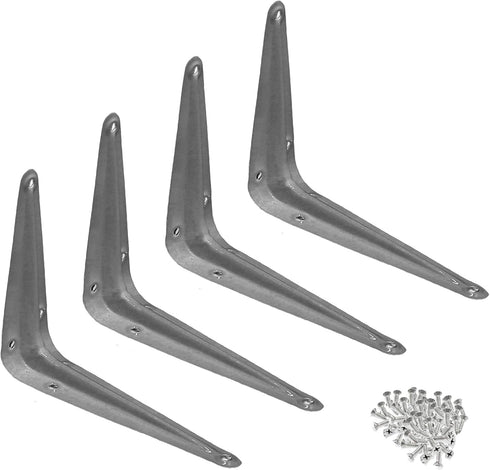Wideskall Metal 3" x 4" inch Wall Corner Angle Shelving Shelf Brackets, Grey,