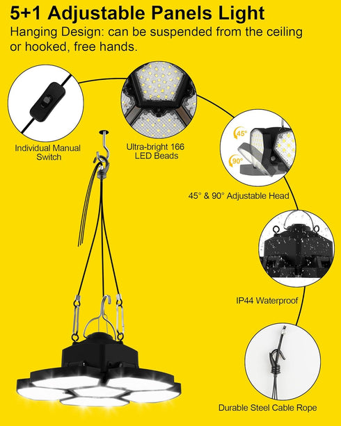 T-SUN 20V Repairs(1 Pack) Battery Operated Shed Lights, LED Work Light Compatible with Dewalt Battery Hanging Lights