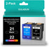 Remanufactured 21 22 Ink Cartridge Replacement for HP 21 XL 22 XL Combo Pack for HP OfficeJet 5610 4315 J3680 DeskJet