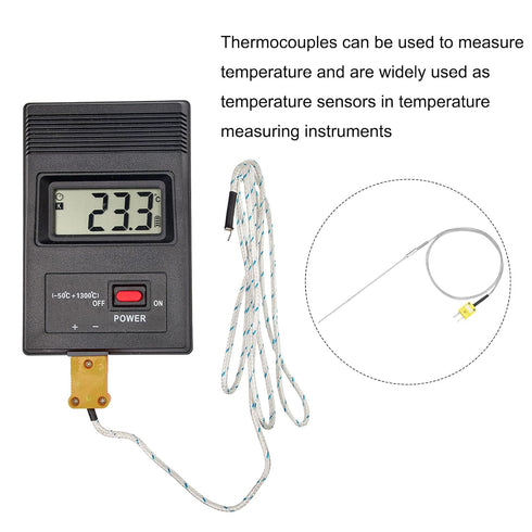 MECCANIXITY K Type Thermocouple with Plug, Temperature Sensor Probe -50 to 1100°C Stainless Steel