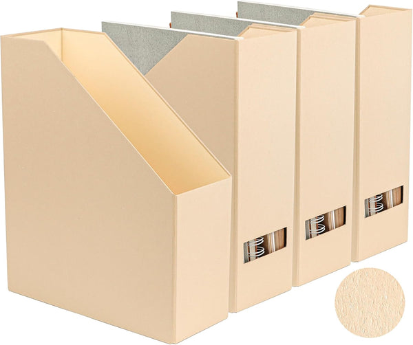 Magazine Holder, Paperboard File Holder and Desk Organizer Rack for Documents, 4-Pack Latte Brown