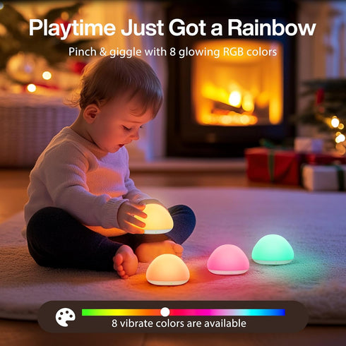 8 Dimming, 1H-Timer, JolyWell Baby Night Light for Nursery, Soft Silicone Tap Control Night Lamp with Color Changing