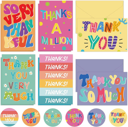 Thboxes Thank You Cards with Envelopes, 60 Pack Thank You Cards Bulk