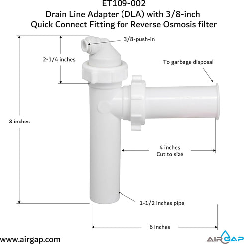 Drain Line Adapter (DLA) - 3/8-inch Quick Connect Fitting (ET109-002, 9-38QC, DLA-9)